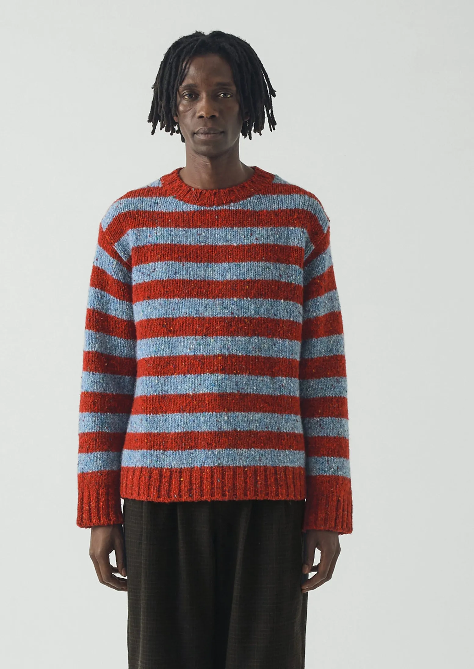 Stripe Donegal Wool Crew Neck Sweater | Red/Blue sold by TOAST product image thumbnail 2