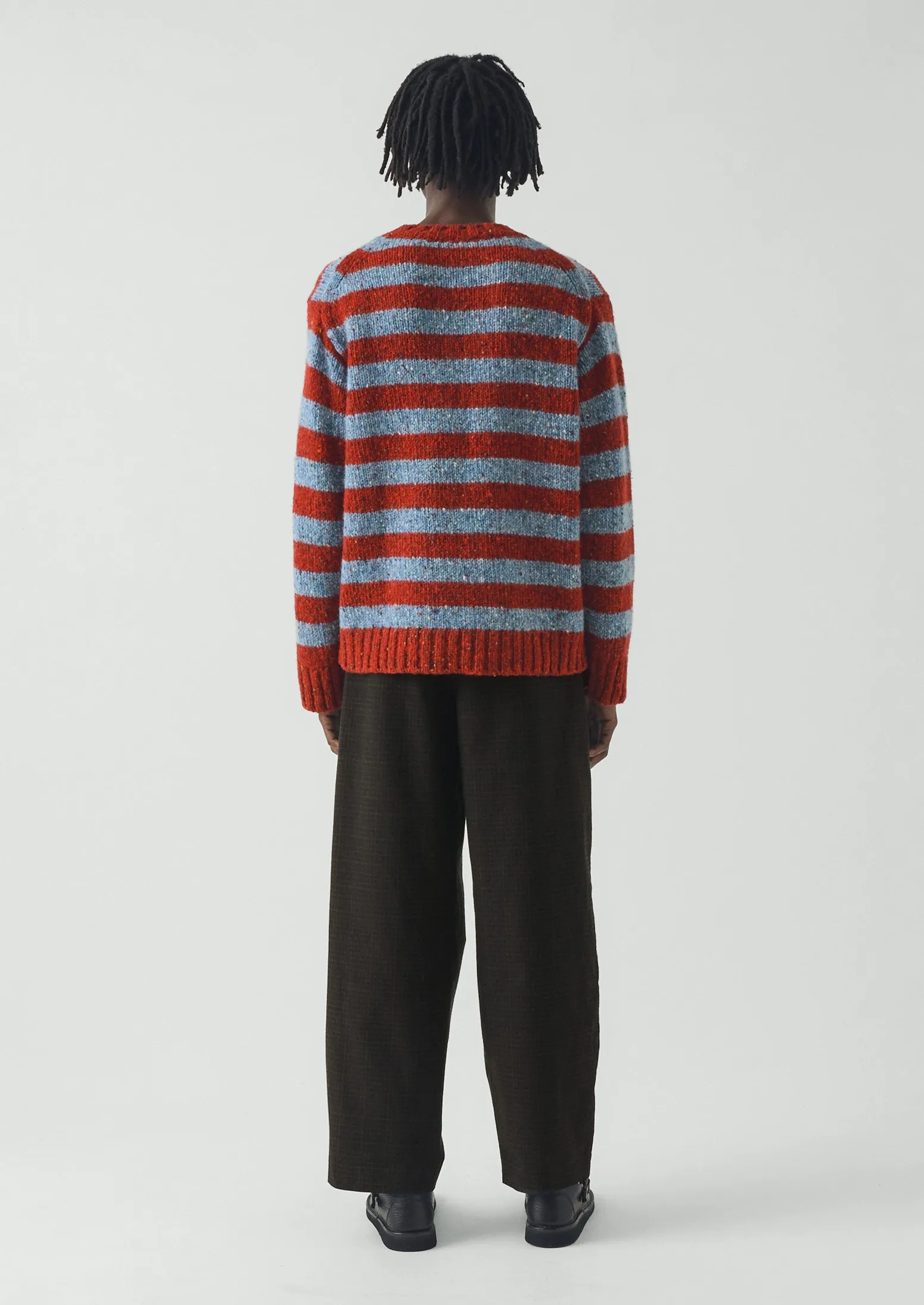 Stripe Donegal Wool Crew Neck Sweater | Red/Blue sold by TOAST product image thumbnail 3