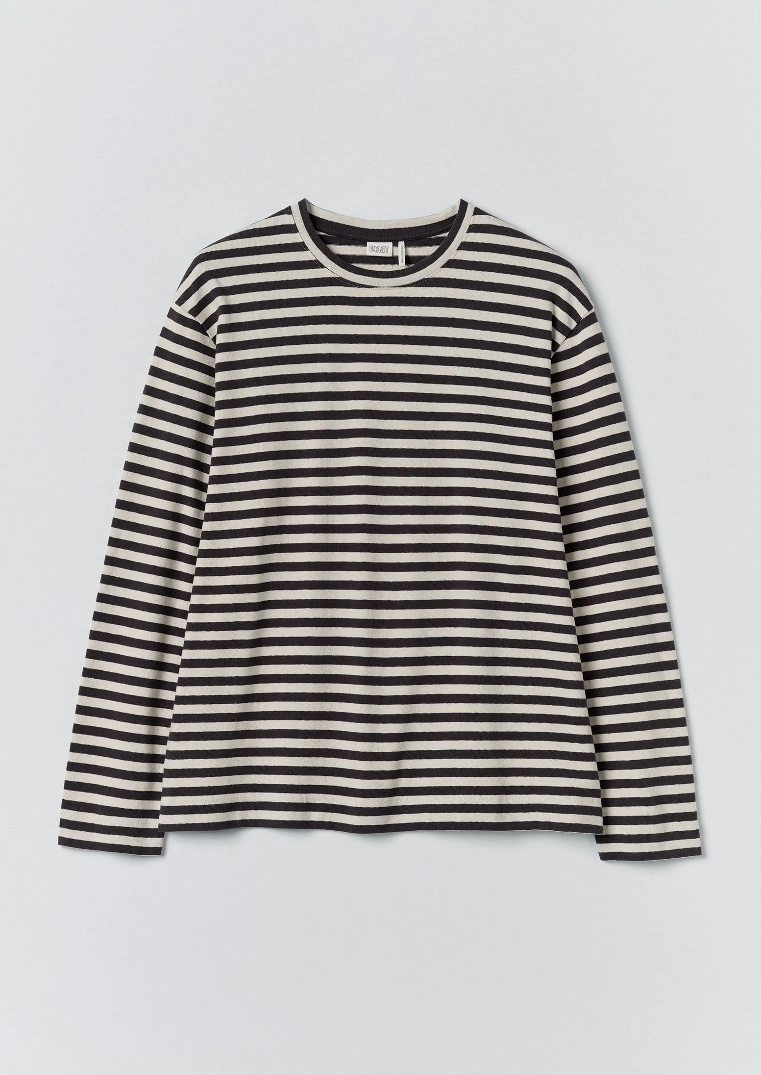 Chef Stripe Long Sleeve Cotton Tee | Slate/Vintage White sold by TOAST