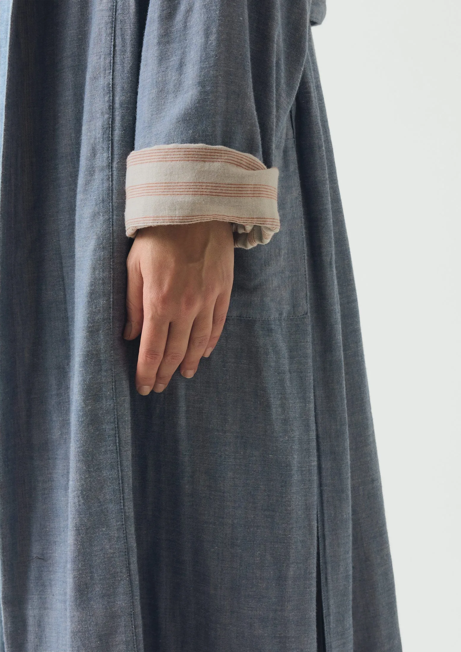 Soft Double Faced Cotton Gown | Blue Chambray sold by TOAST product image thumbnail 5