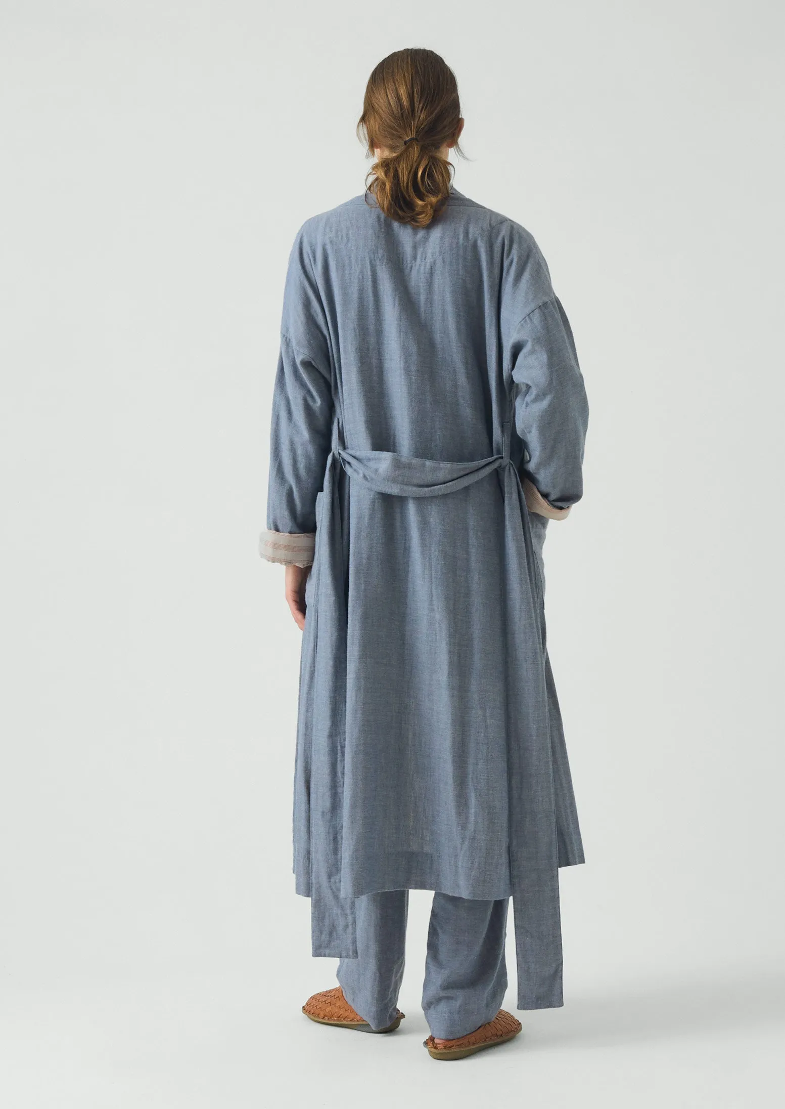 Soft Double Faced Cotton Gown | Blue Chambray sold by TOAST product image thumbnail 3