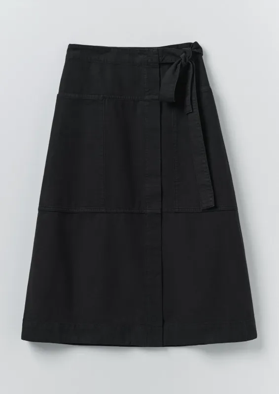 Apron Wrap Cotton Canvas Skirt | Slate sold by TOAST