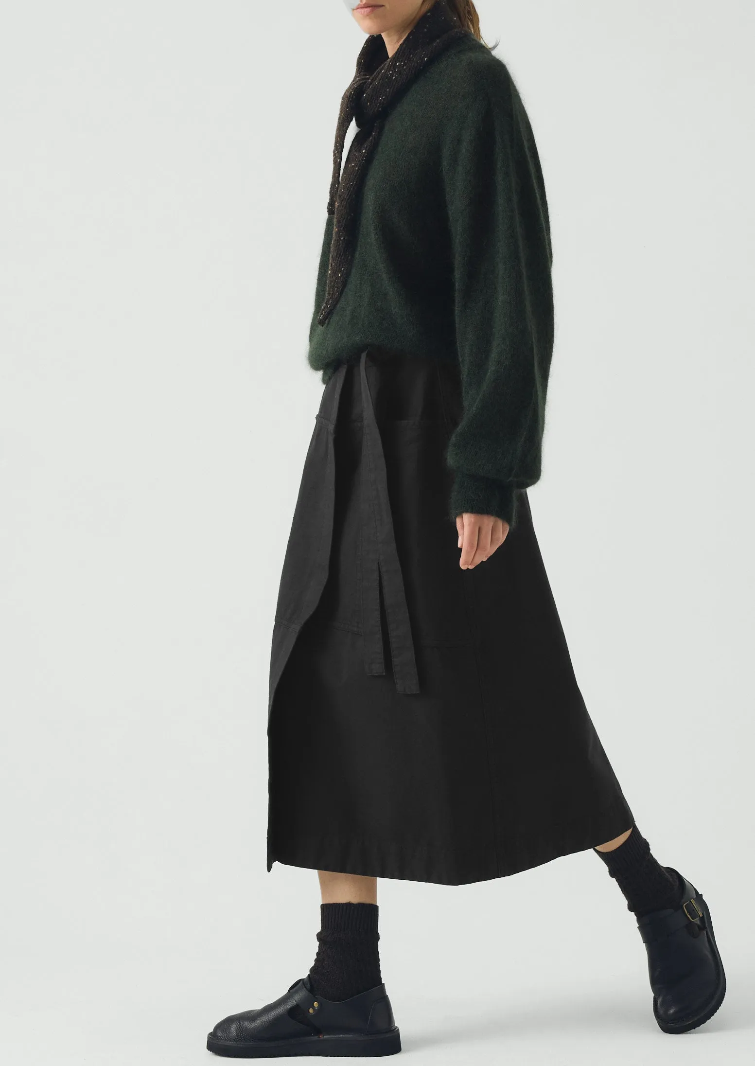 Apron Wrap Cotton Canvas Skirt | Slate sold by TOAST product image thumbnail 2