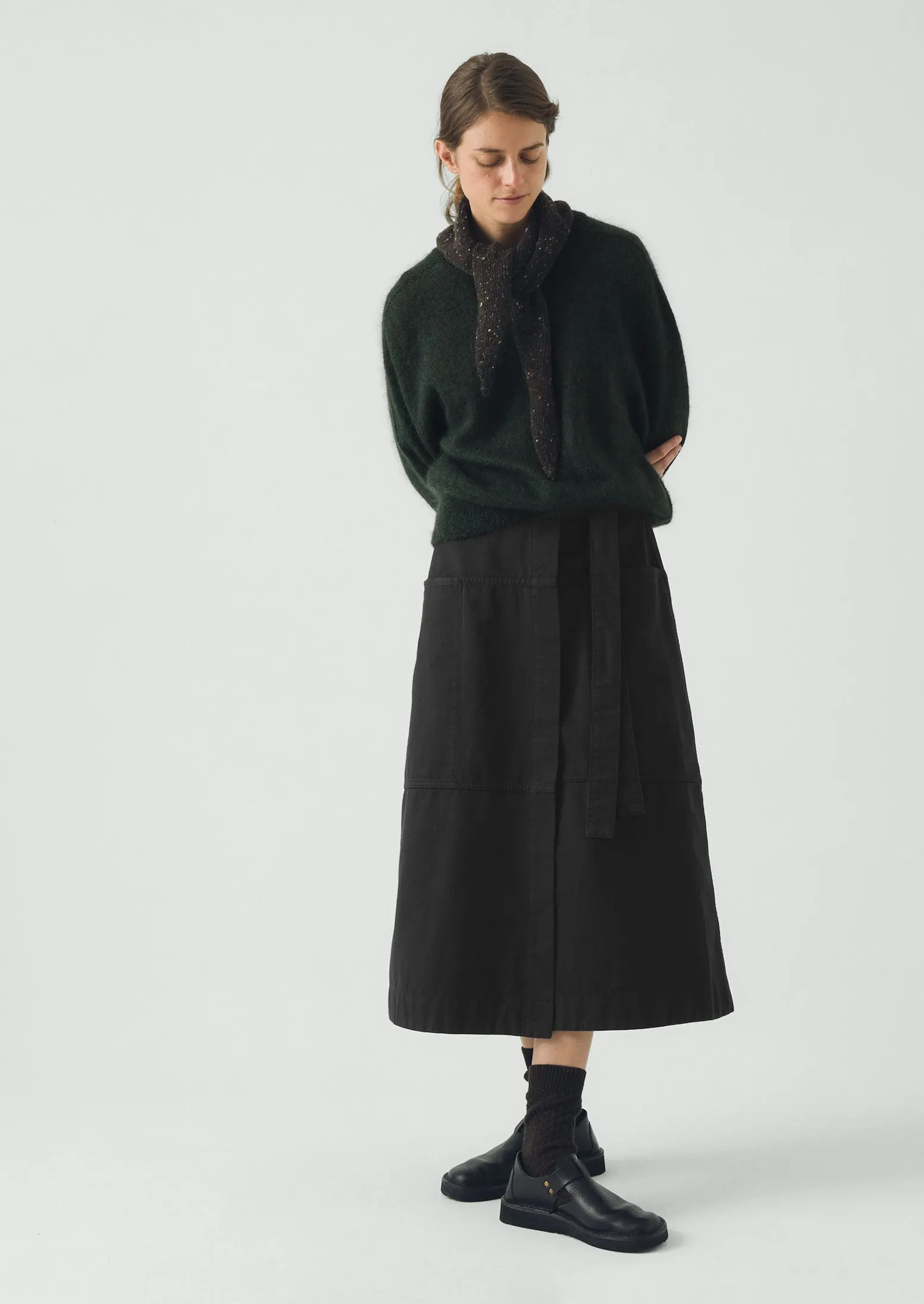 Apron Wrap Cotton Canvas Skirt | Slate sold by TOAST product image thumbnail 3