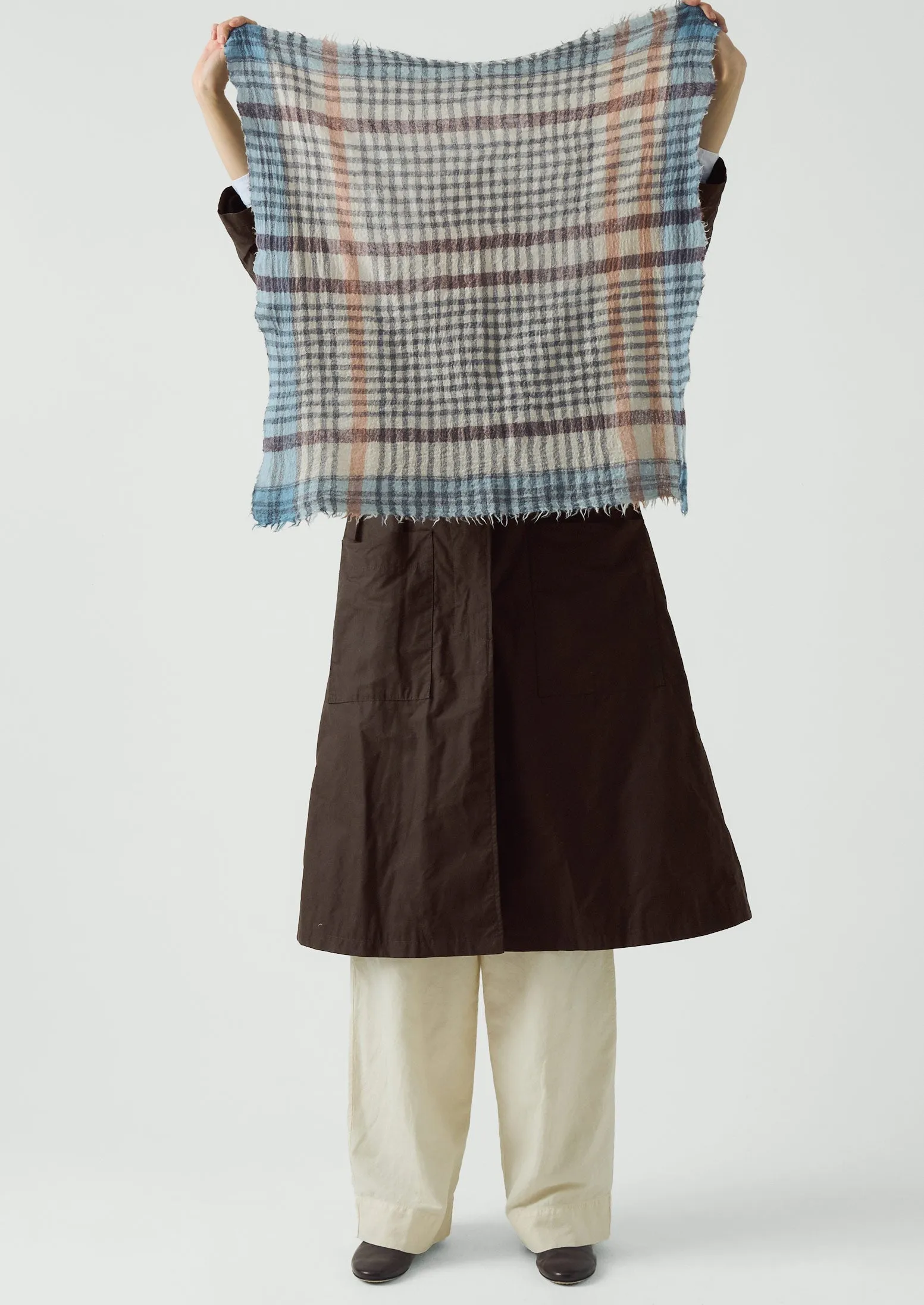 Pantry Check Boiled Wool Scarf | Pale Stone sold by TOAST product image thumbnail 4