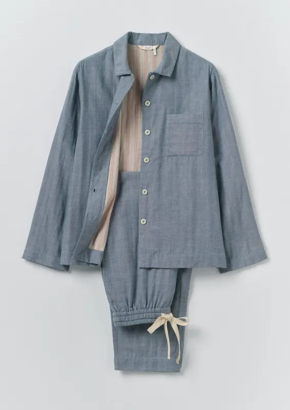 Soft Double Faced Cotton Pyjamas | Blue Chambray sold by TOAST