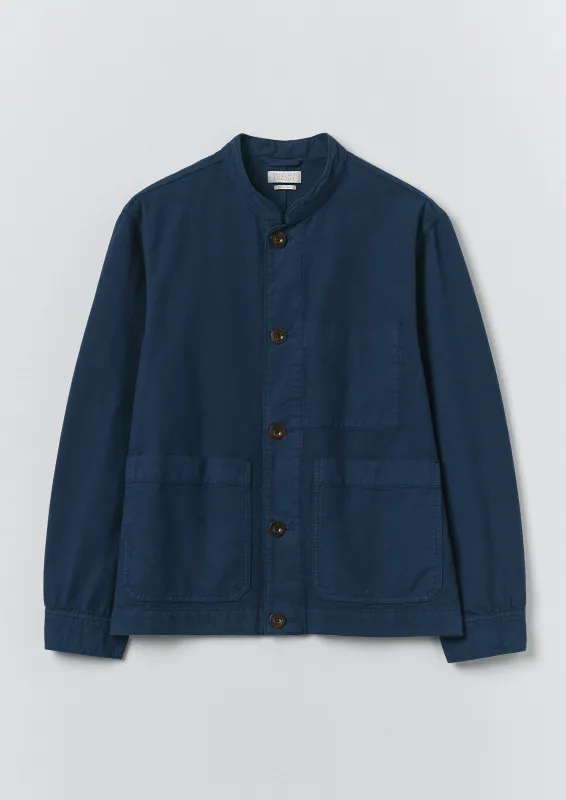 Garment Dyed Cotton Canvas Stand Collar Jacket | Uniform Blue sold by TOAST