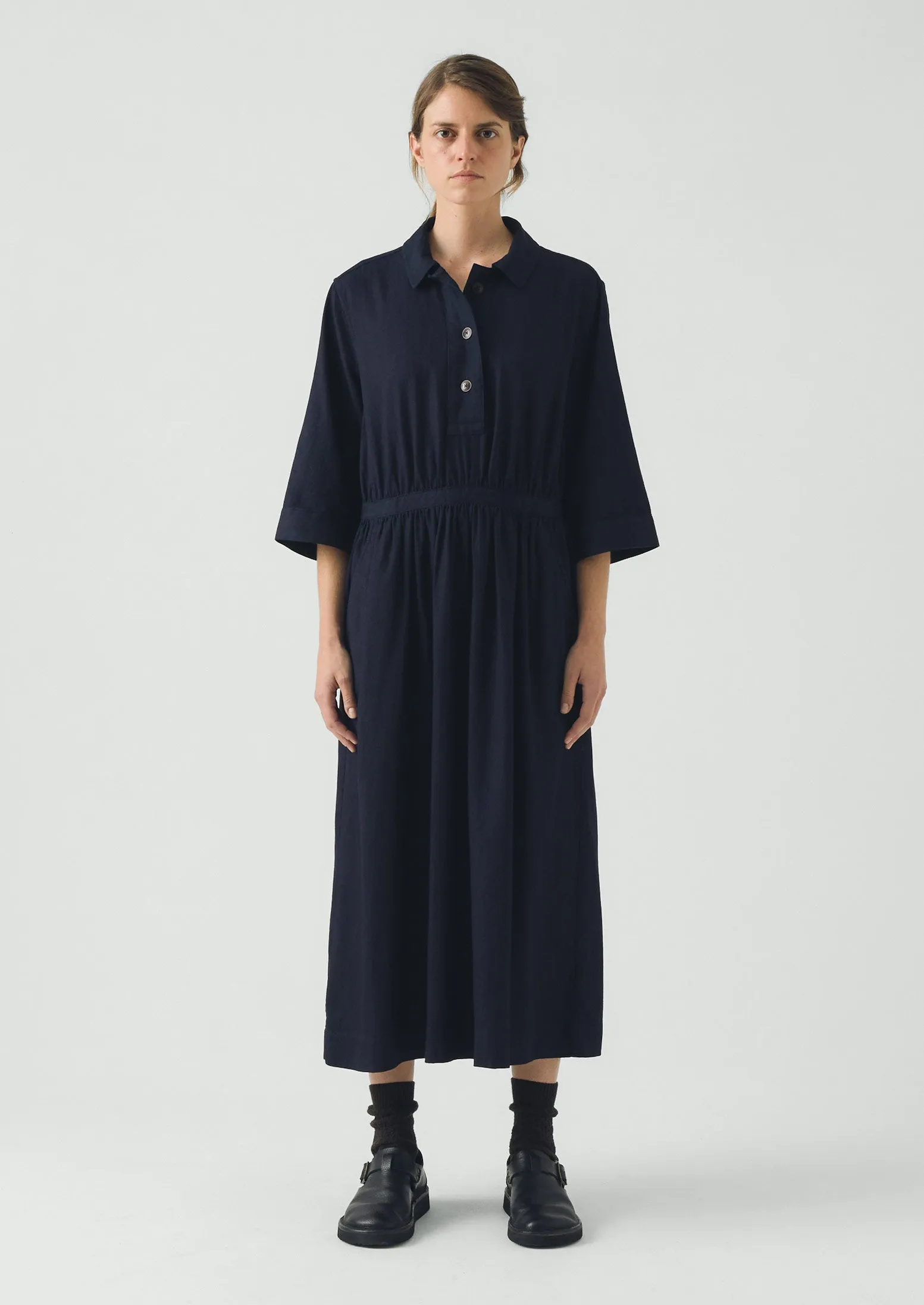Indigo Cotton Twill Shirt Dress | Indigo sold by TOAST product image thumbnail 3