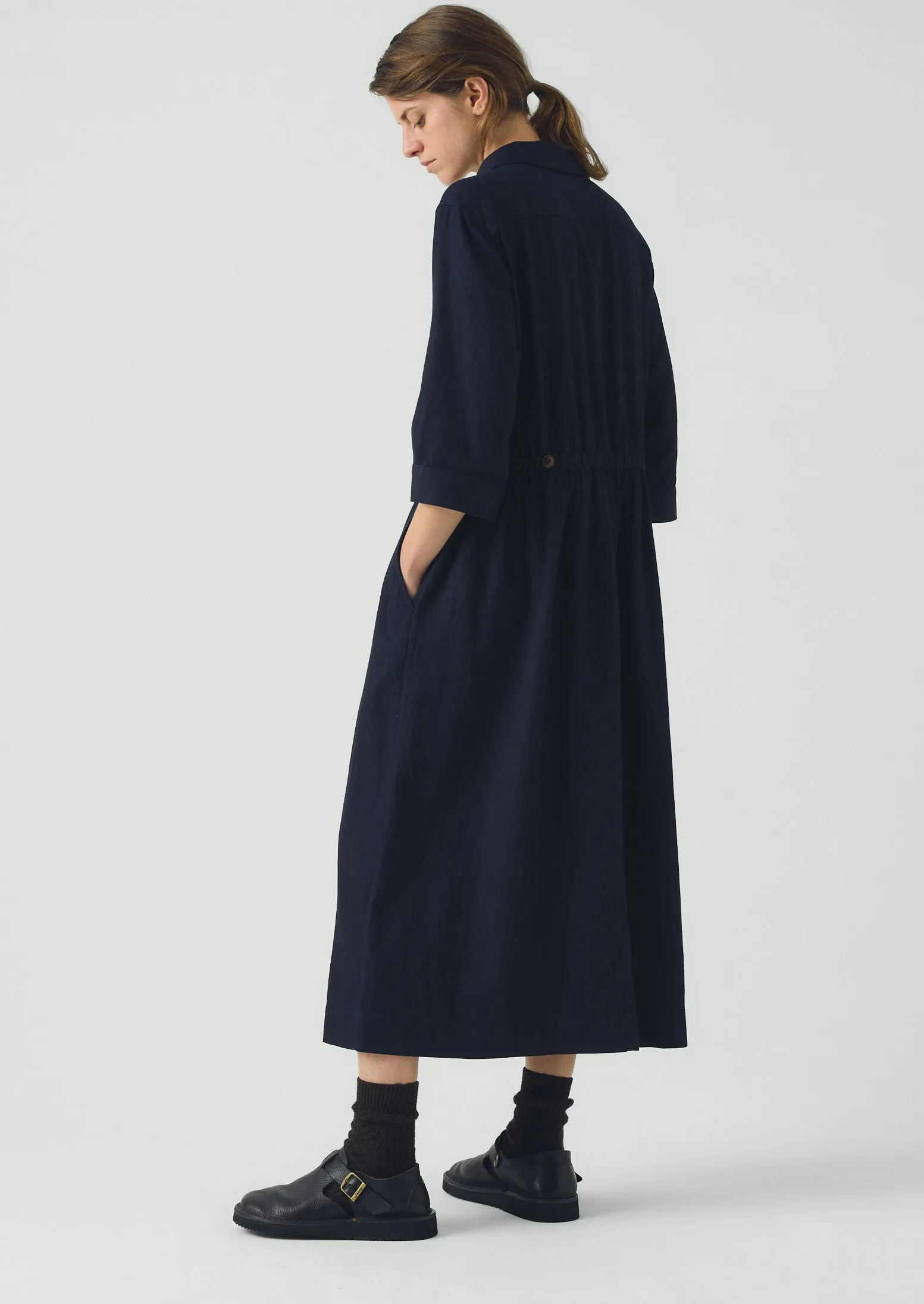 Indigo Cotton Twill Shirt Dress | Indigo sold by TOAST product image thumbnail 4
