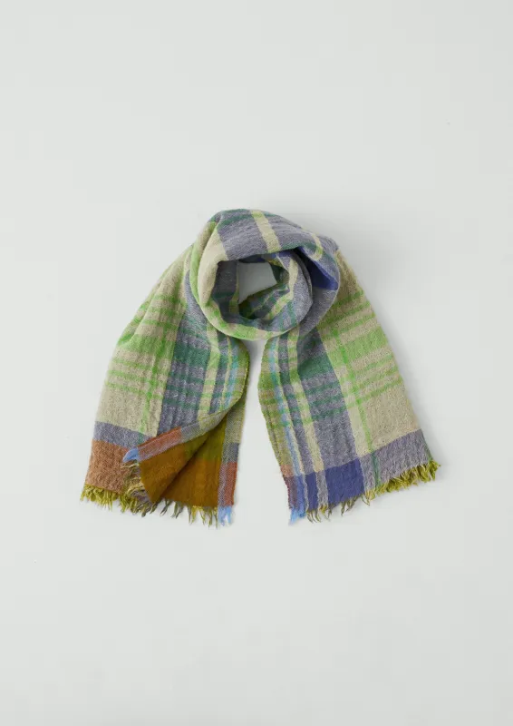 Large Check Boiled Wool Scarf | Soya/Multi sold by TOAST