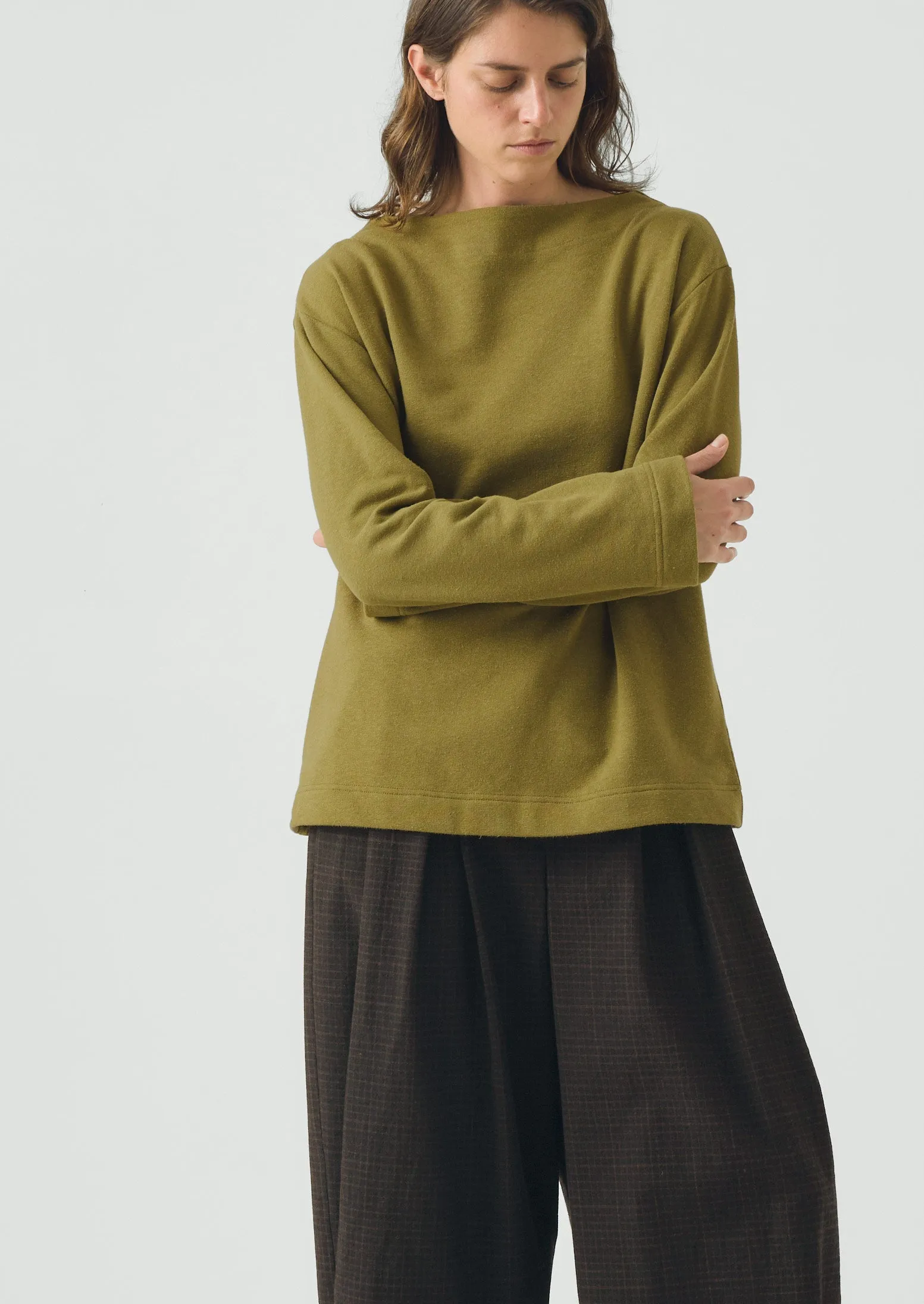 Mock Neck Cotton Hemp Sweater | Warm Olive sold by TOAST product image thumbnail 4