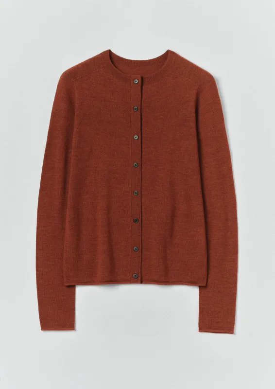 Wool Cashmere Neat Cardigan | Warm Terracotta sold by TOAST