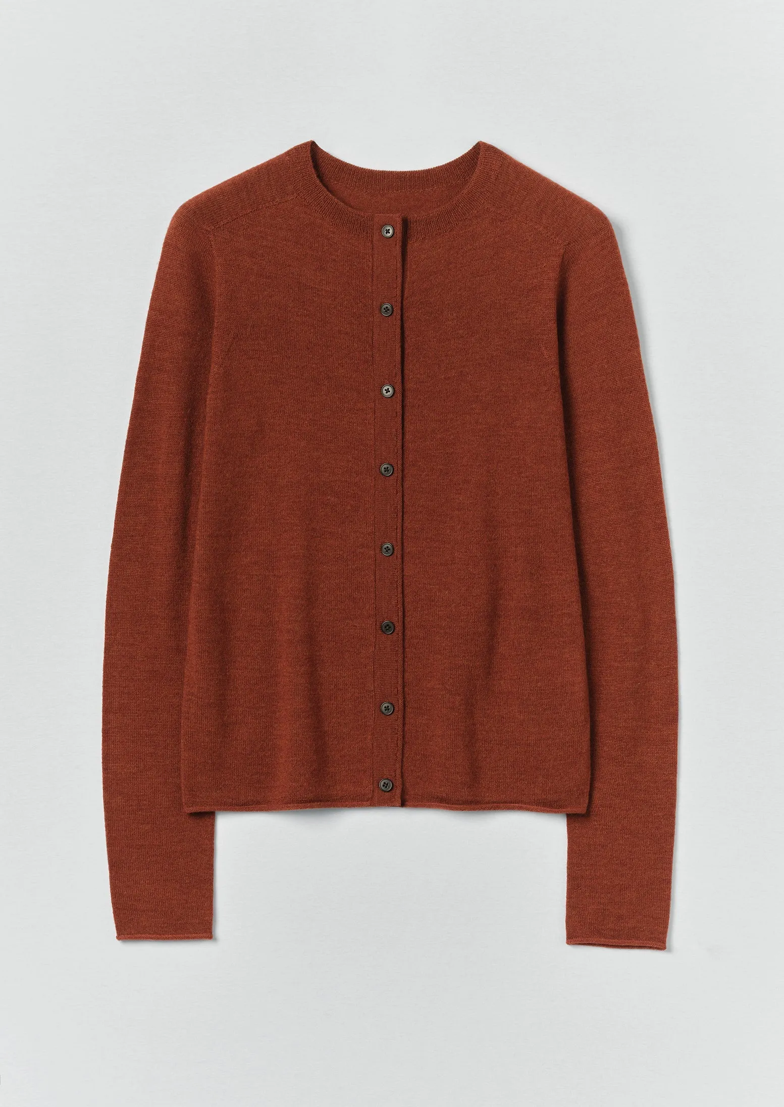 Wool Cashmere Neat Cardigan | Warm Terracotta sold by TOAST