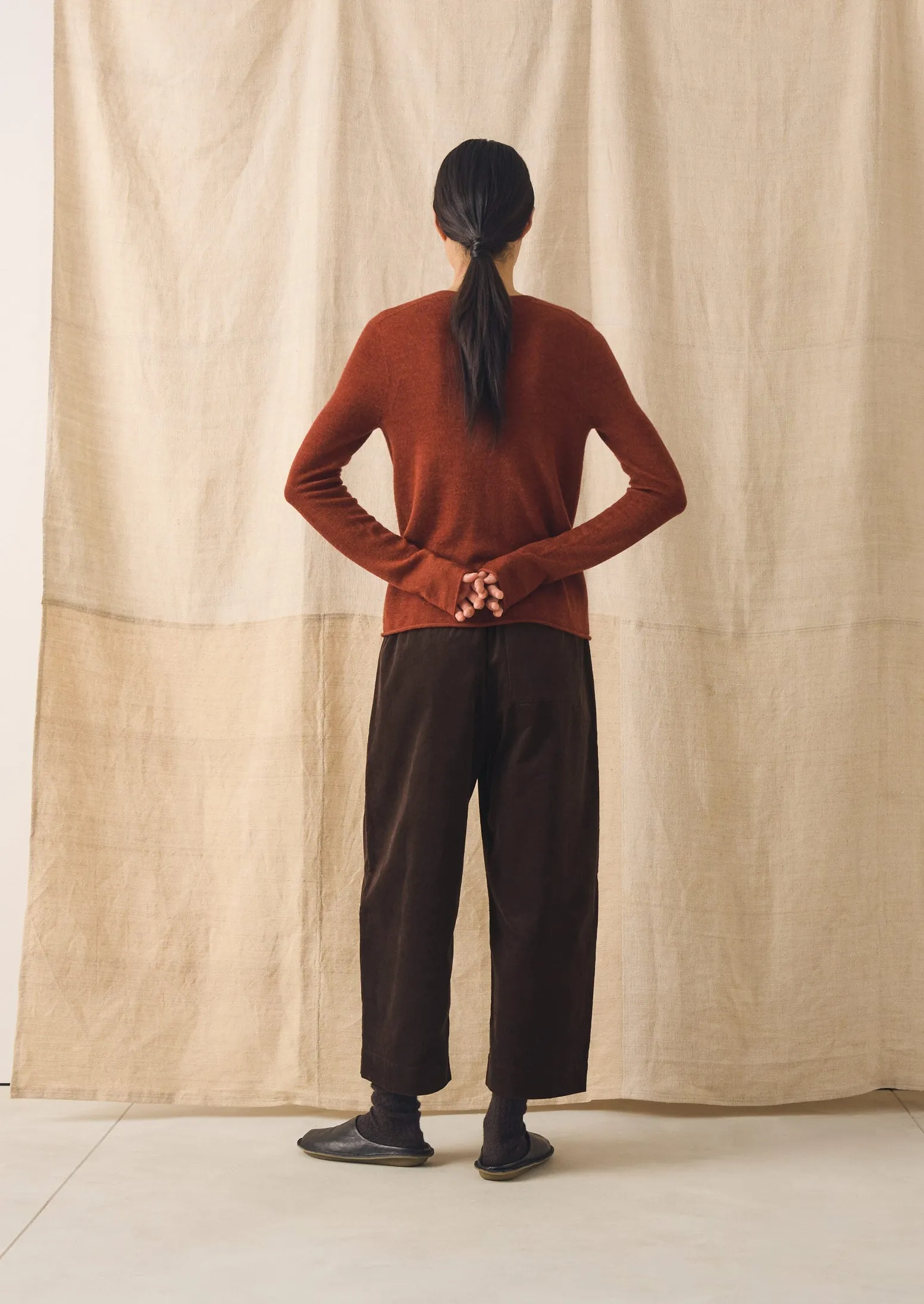 Wool Cashmere Neat Cardigan | Warm Terracotta sold by TOAST product image thumbnail 3