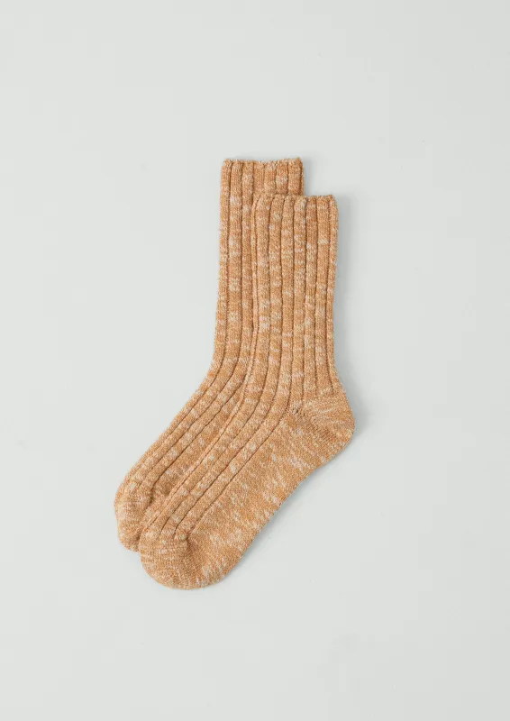 Cotton Slub Ribbed Socks | Ochre Marl sold by TOAST