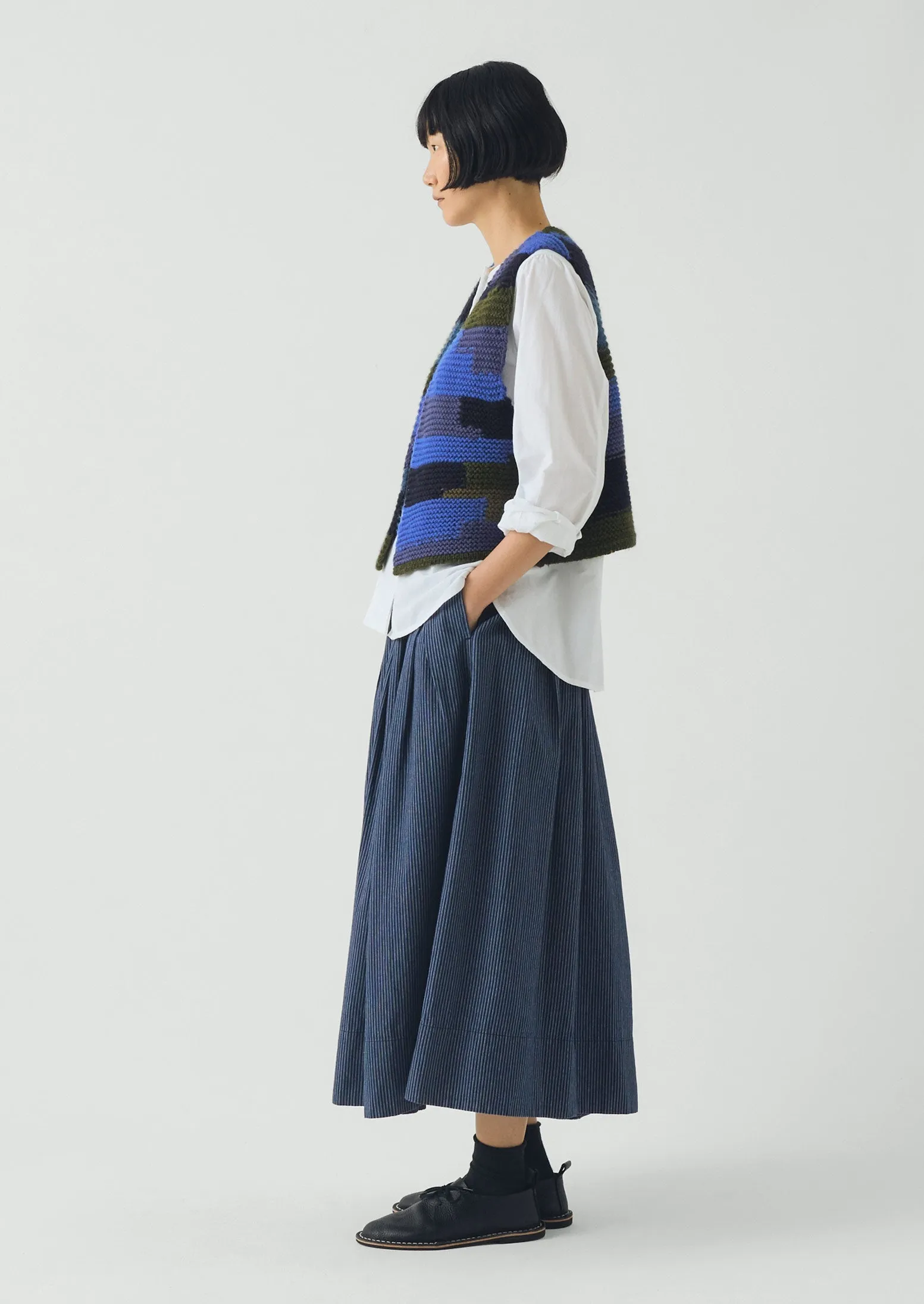 Patchwork Knitted Wool Gilet | Blue Multi sold by TOAST product image thumbnail 4