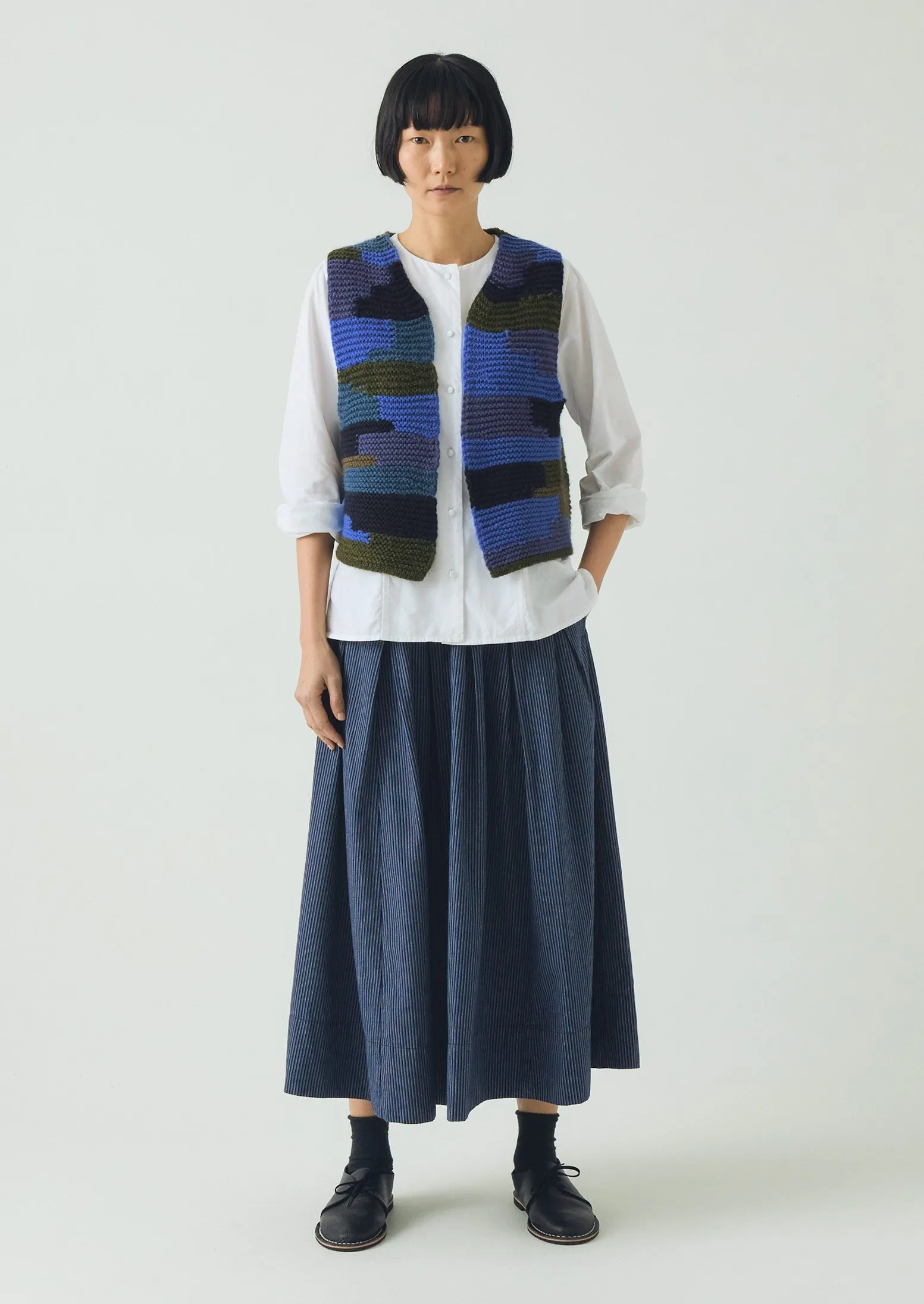 Patchwork Knitted Wool Gilet | Blue Multi sold by TOAST product image thumbnail 3