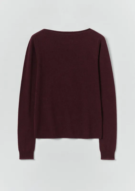 Fine Wool Cashmere Boat Neck Sweater | Beetroot sold by TOAST