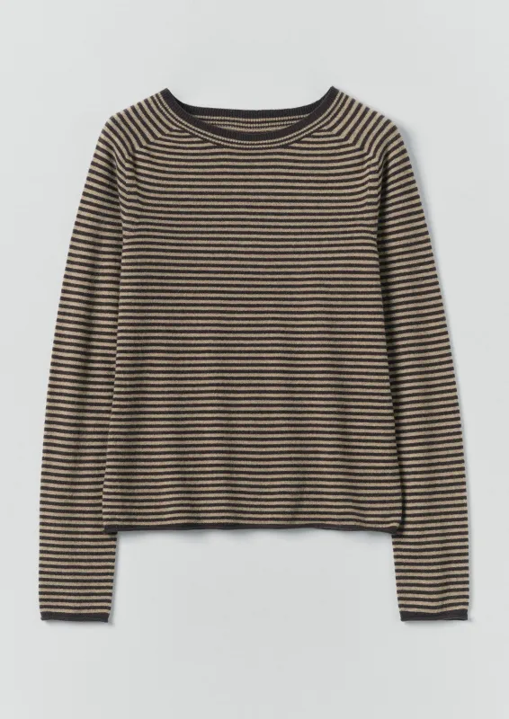 Stripe Wool Cashmere Neat Sweater | Brown Umber/Biscuit sold by TOAST
