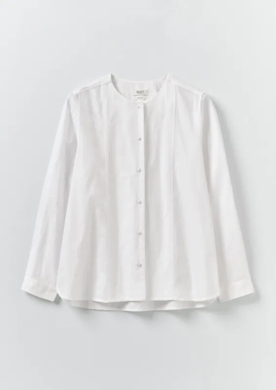 Round Neck Cotton Oxford Shirt | Paper White sold by TOAST