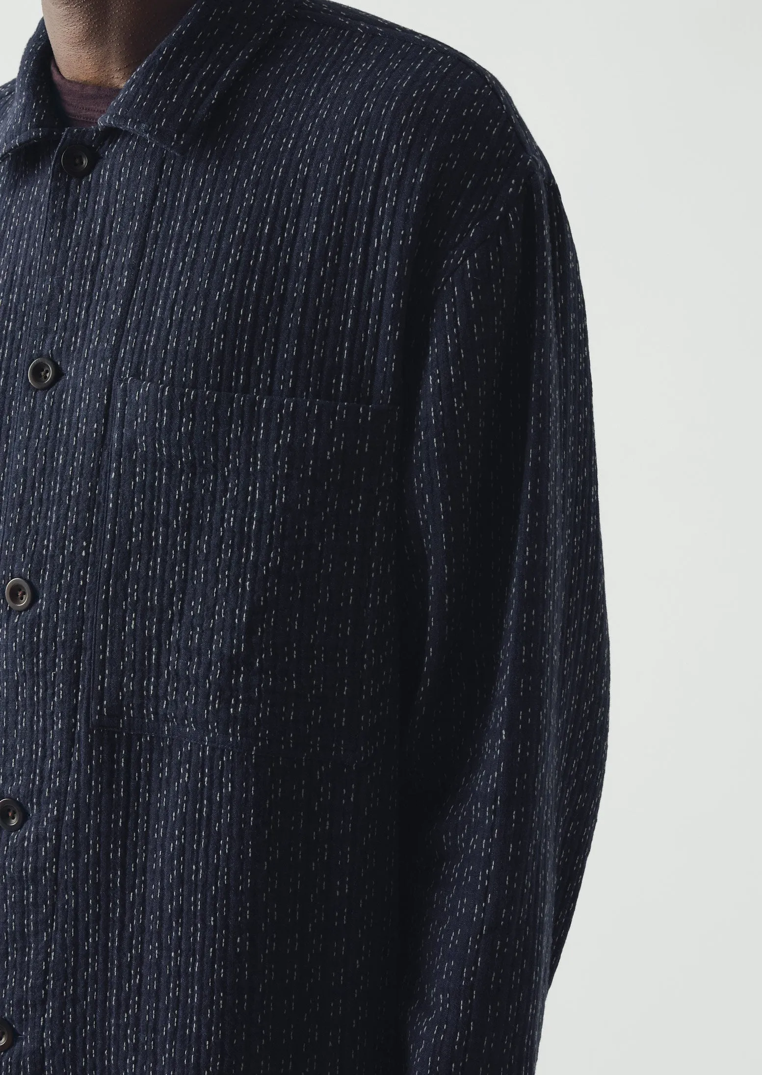 Scatter Stitch Cotton Shirt | Indigo sold by TOAST product image thumbnail 5