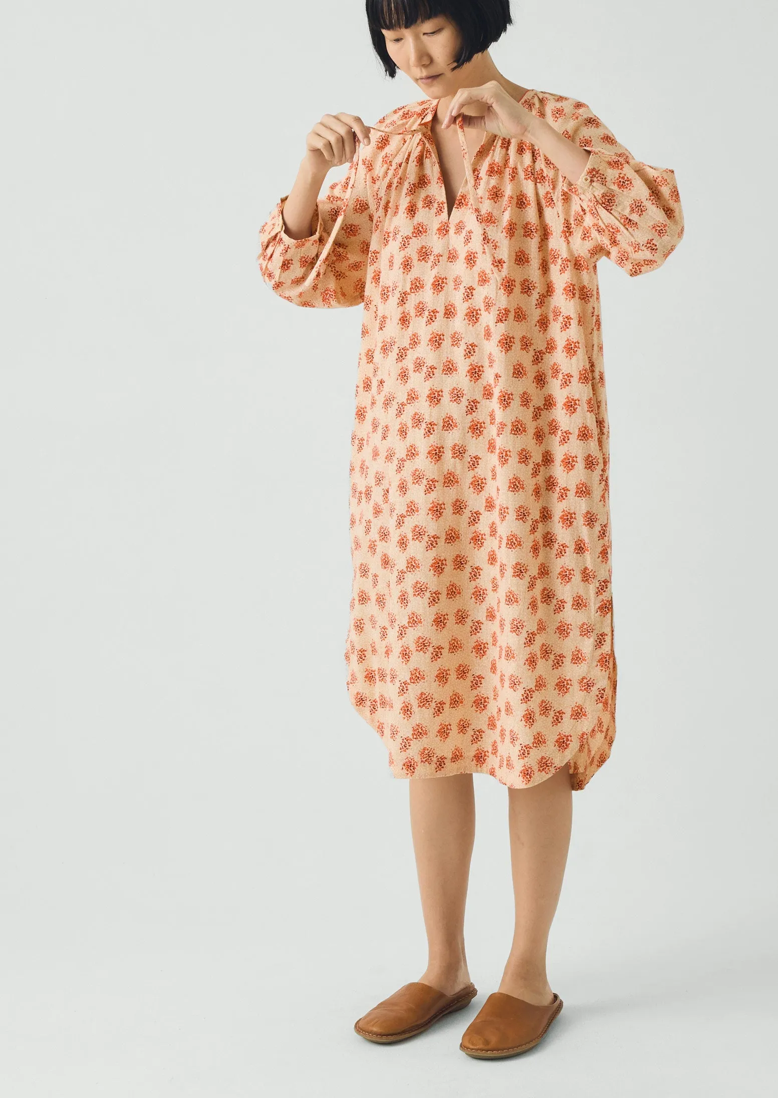 Bloom Print Cotton Nightdress | Sand/Multi sold by TOAST product image thumbnail 2