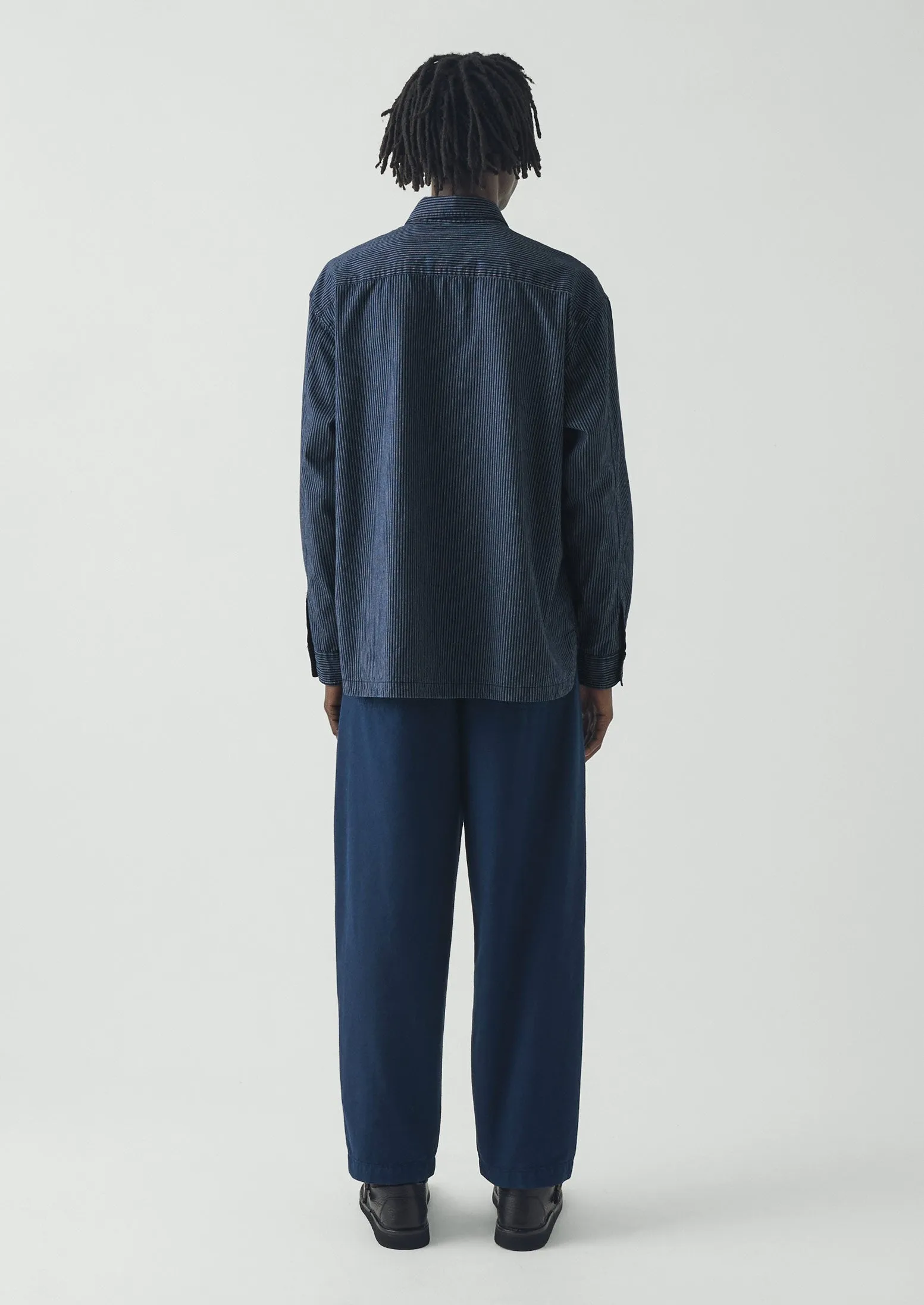 Railroad Stripe Cotton Shirt | Denim Blue sold by TOAST product image thumbnail 5