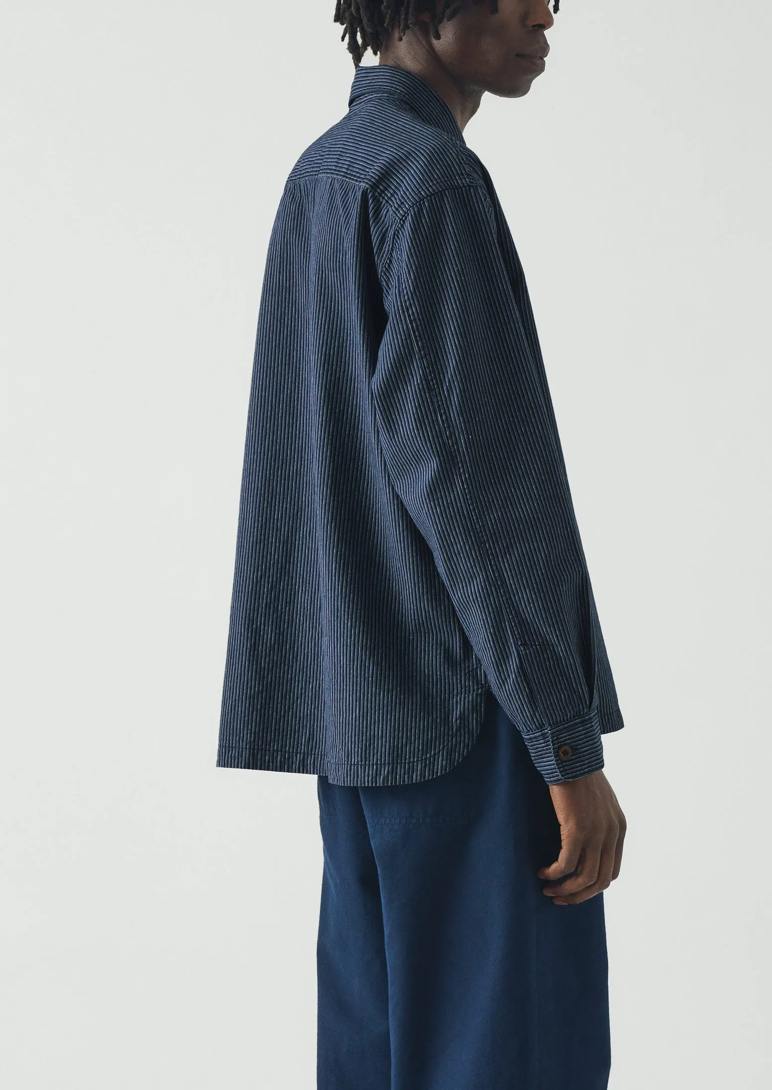 Railroad Stripe Cotton Shirt | Denim Blue sold by TOAST product image thumbnail 4