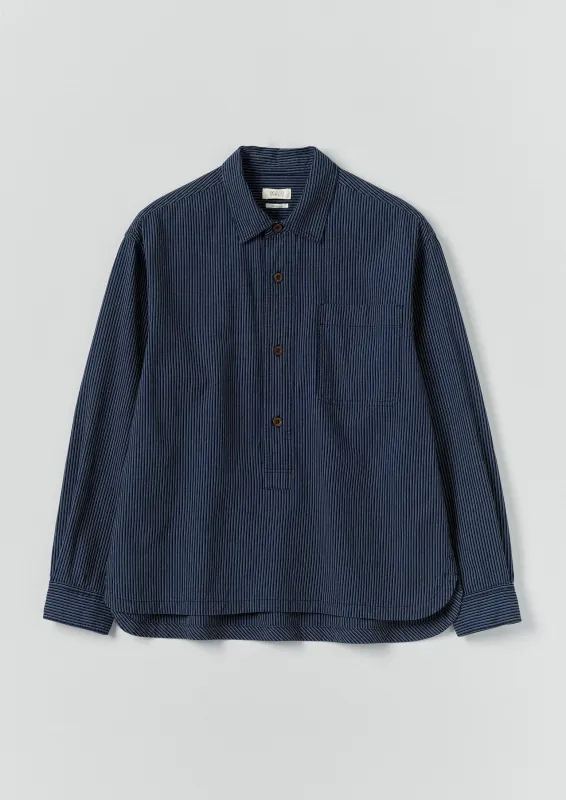 Railroad Stripe Cotton Shirt | Denim Blue sold by TOAST