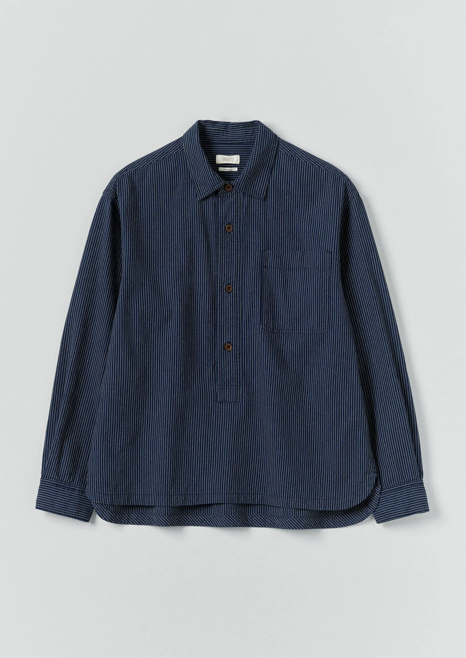 Railroad Stripe Cotton Shirt | Denim Blue sold by TOAST
