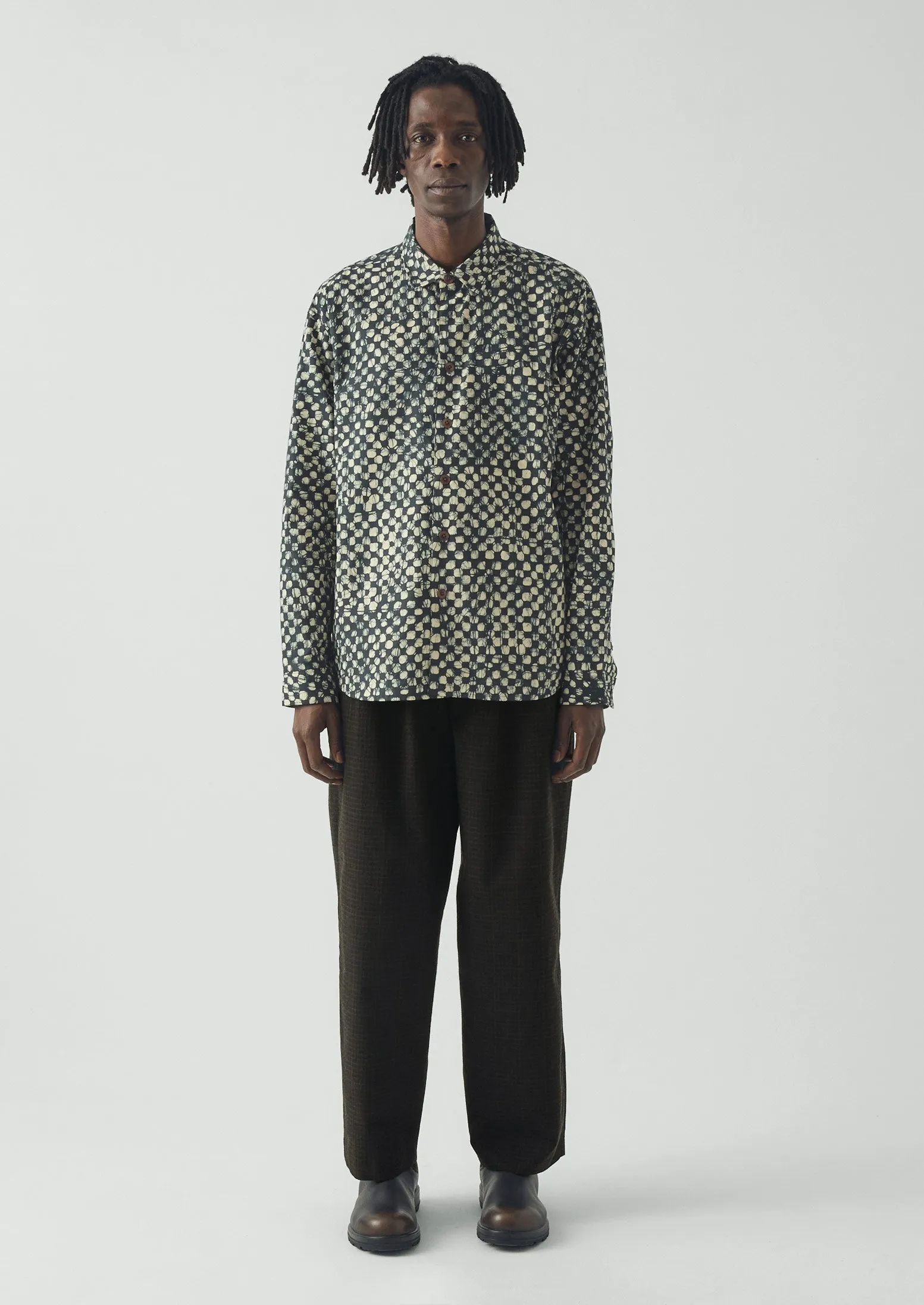 Bill Sketch Check Cotton Wool Trousers | Slate sold by TOAST product image thumbnail 4