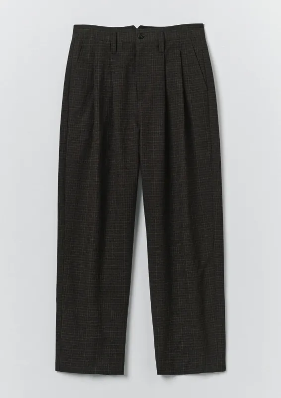 Bill Sketch Check Cotton Wool Trousers | Slate sold by TOAST