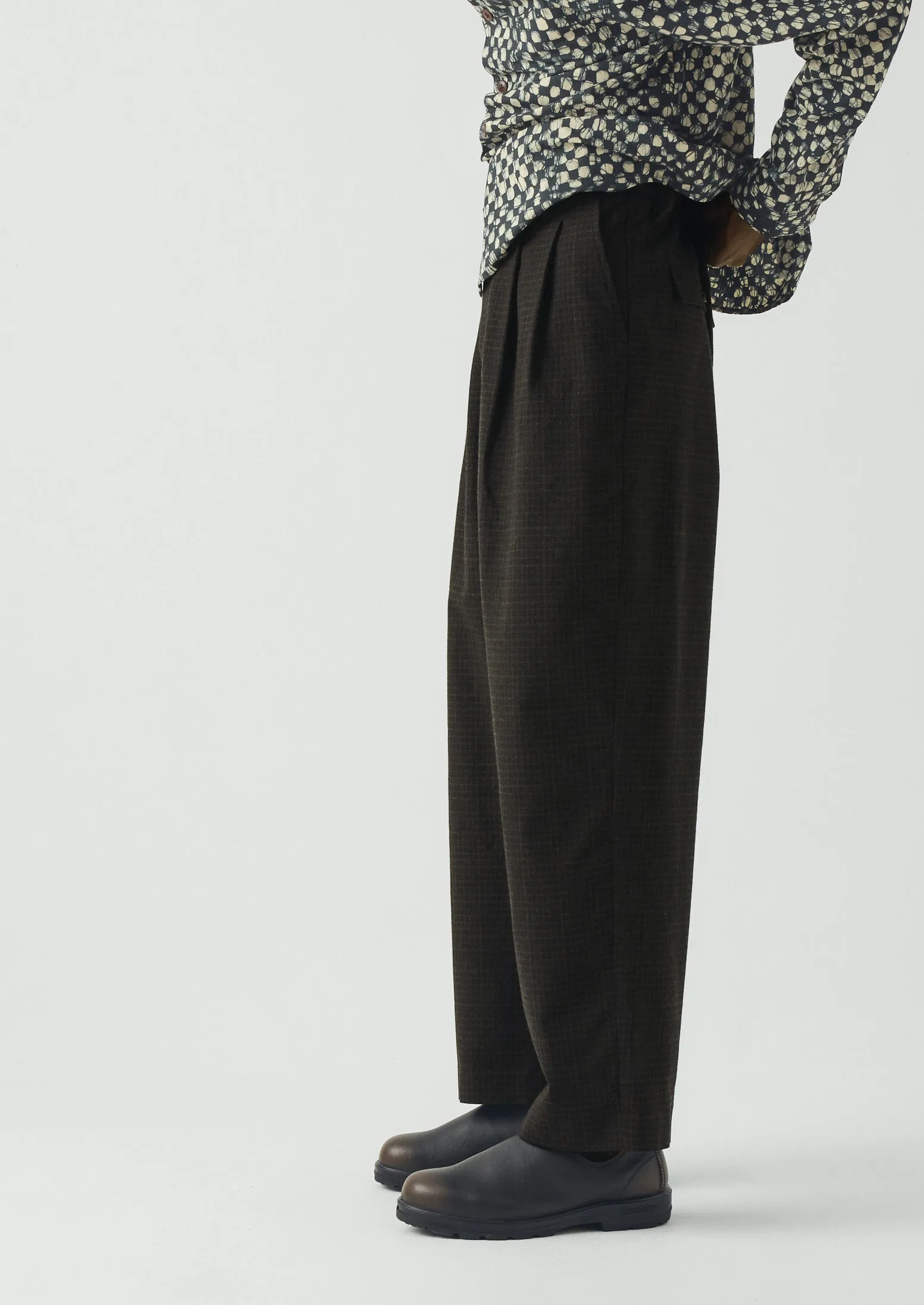 Bill Sketch Check Cotton Wool Trousers | Slate sold by TOAST product image thumbnail 2