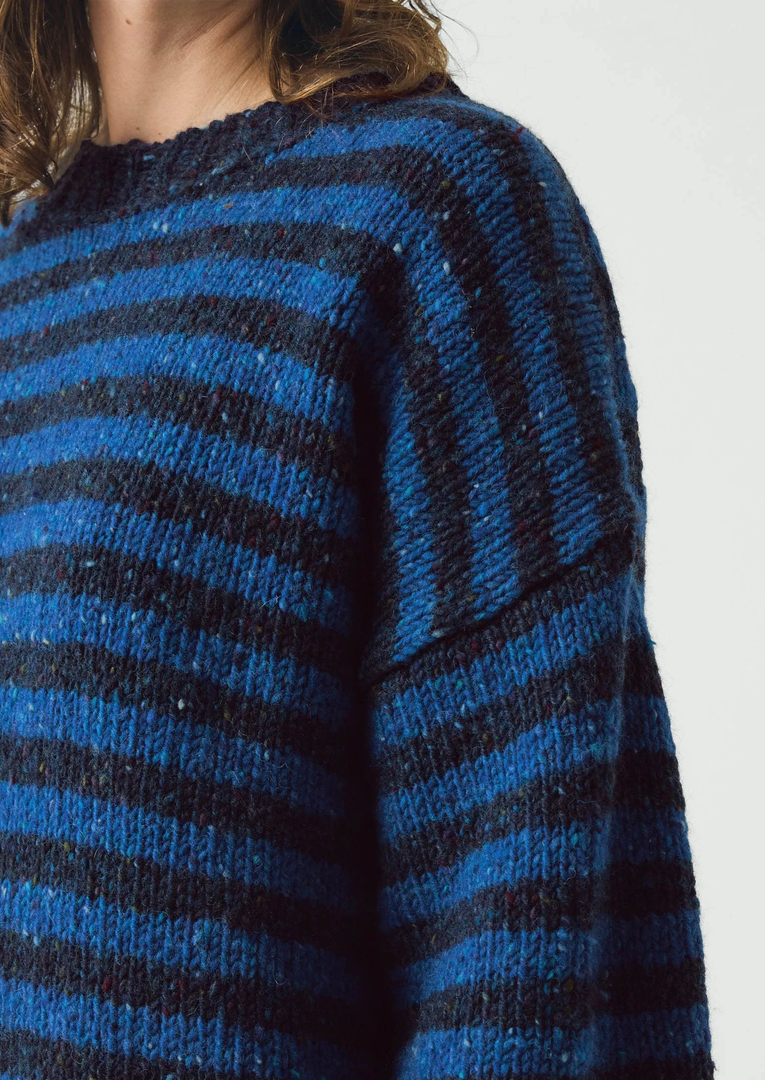 Stripe Donegal Short Sleeve Sweater | Midnight/Neptune Blue sold by TOAST product image thumbnail 4