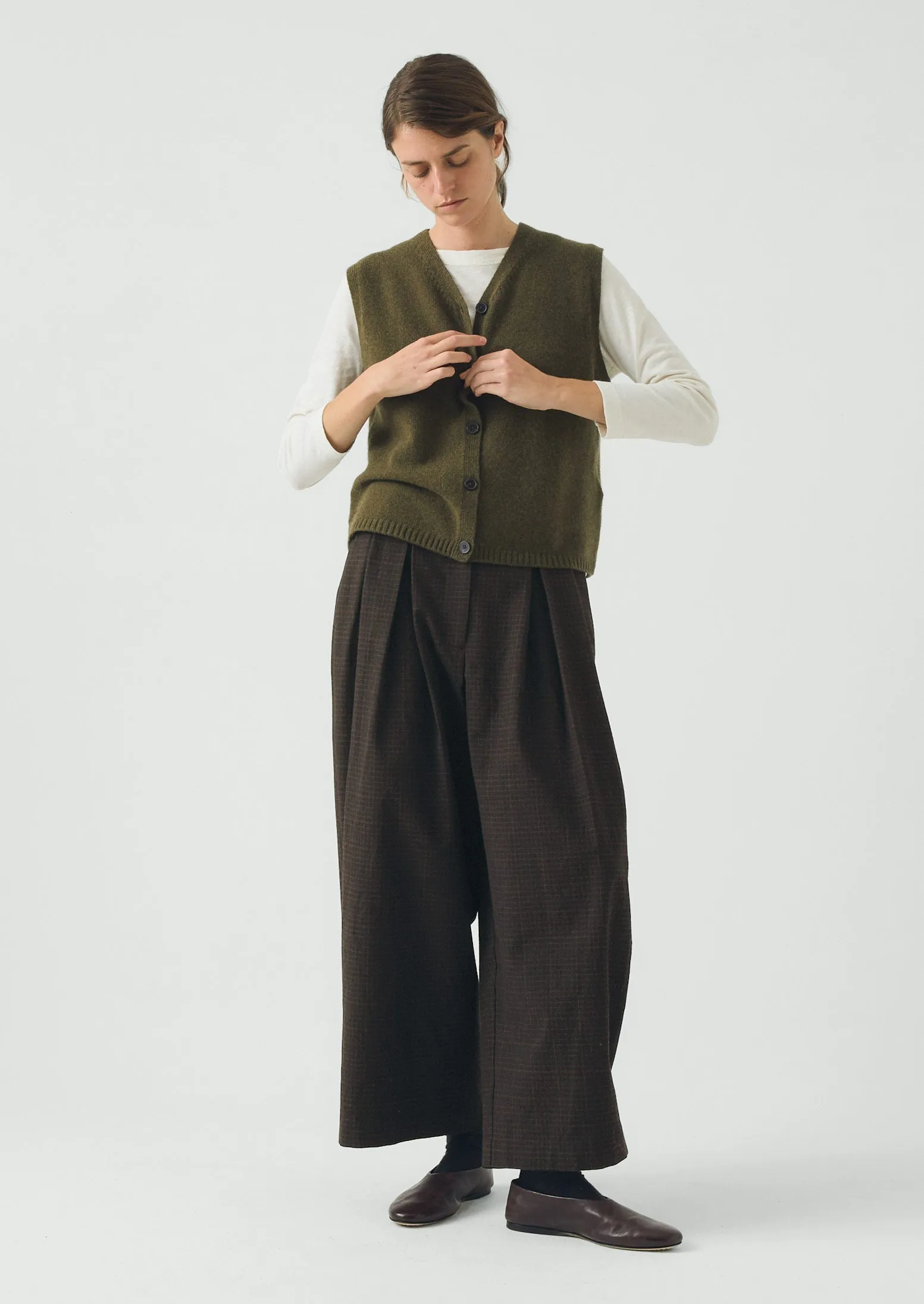 Wool Cashmere V Neck Tank | Olive Melange sold by TOAST product image thumbnail 2
