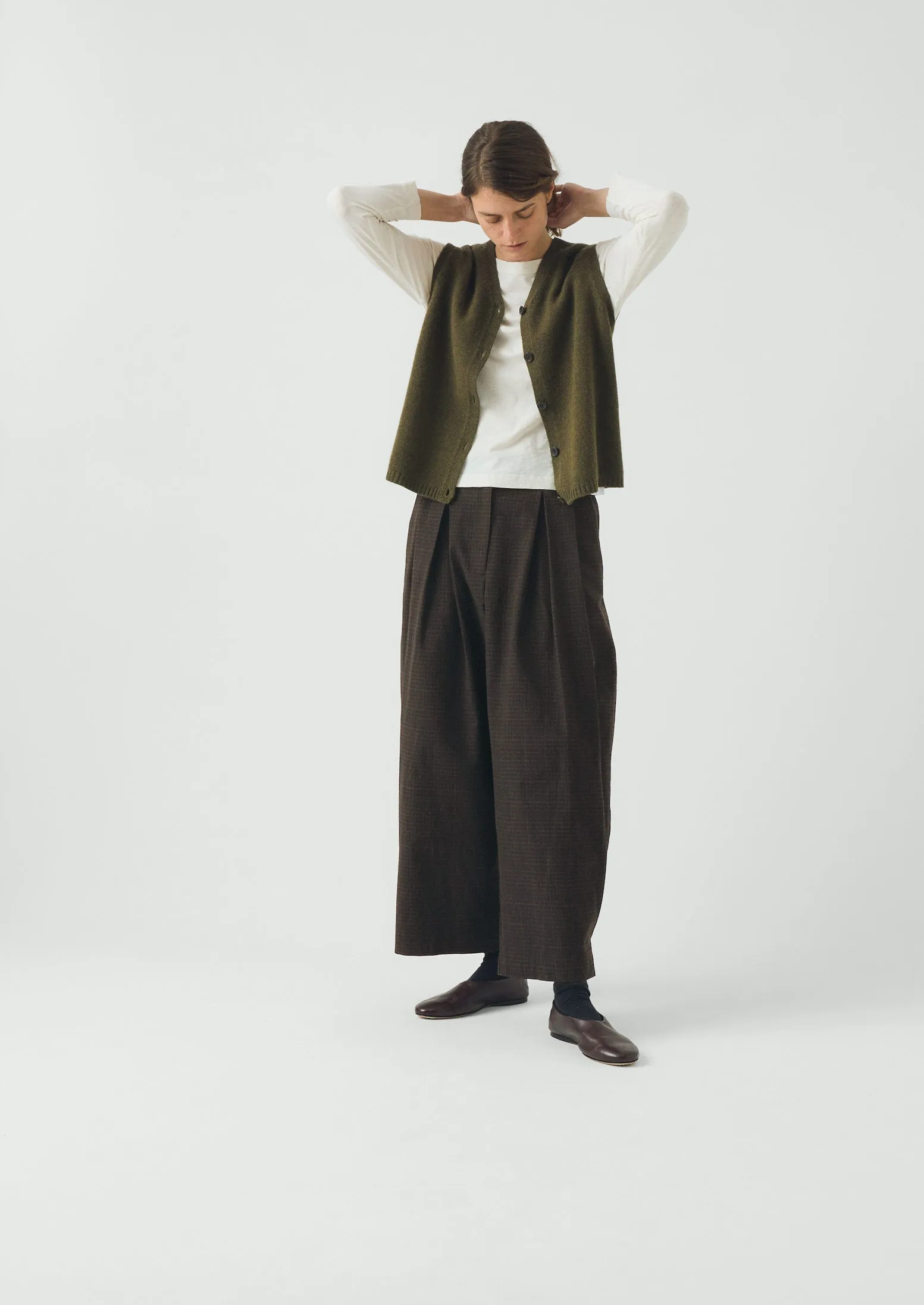 Wool Cashmere V Neck Tank | Olive Melange sold by TOAST product image thumbnail 3