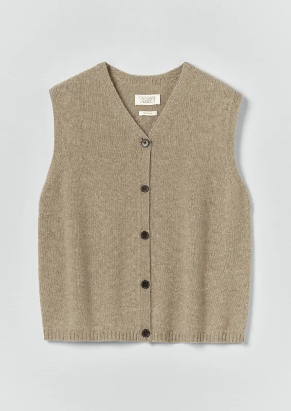 Wool Cashmere V Neck Tank | Stone Melange sold by TOAST