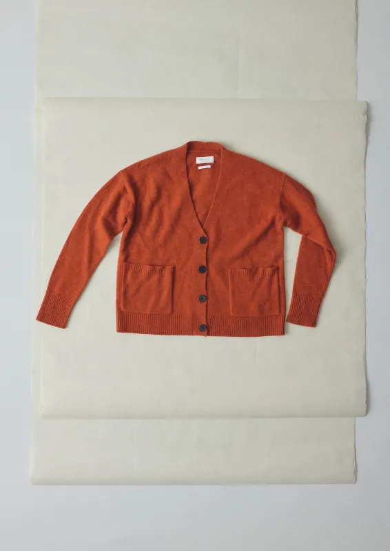 Ffion Wool Cashmere Boxy Cardigan | Terracotta sold by TOAST