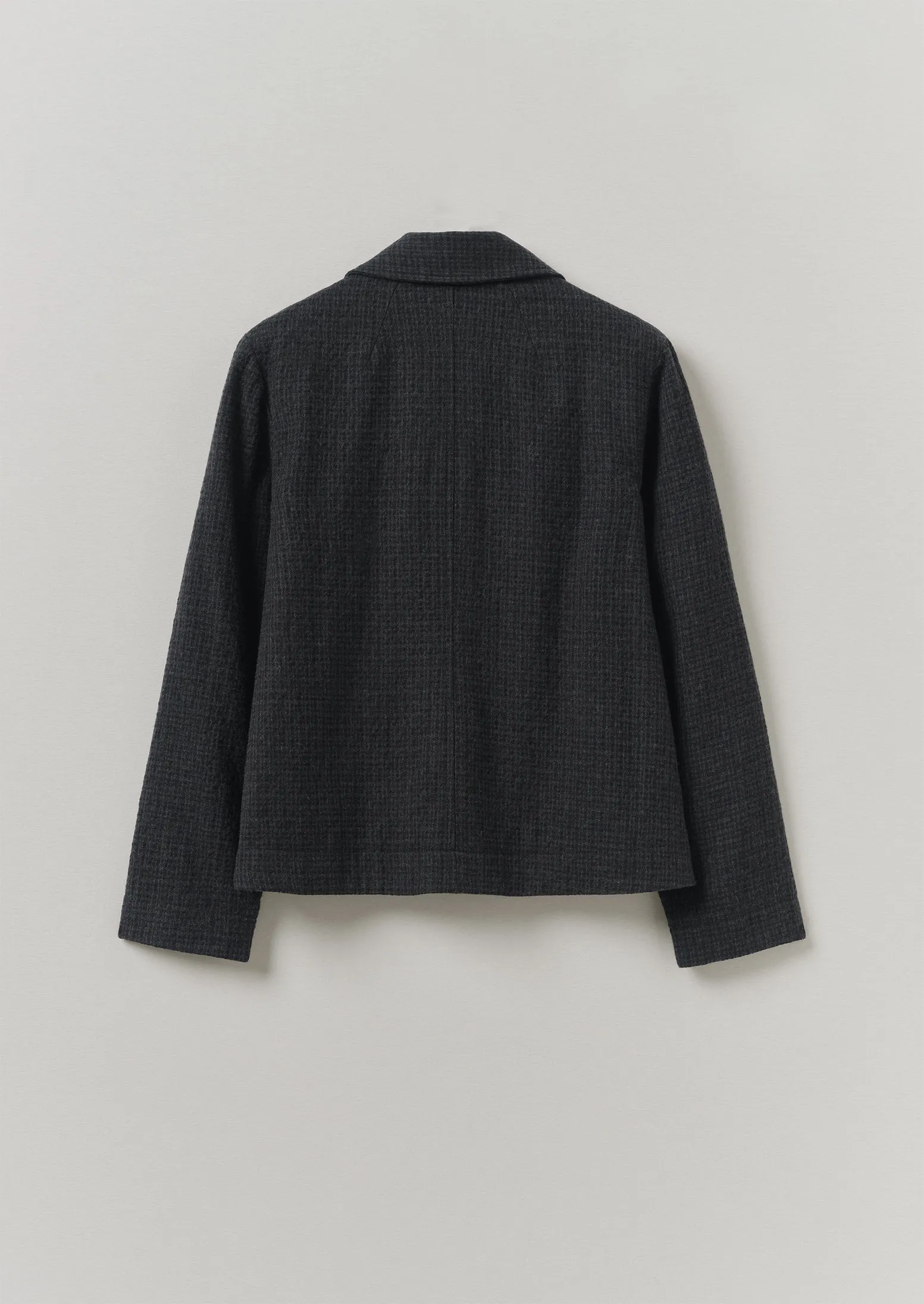 Renewed Seersucker Check Round Collar Jacket by Meta Struycken Size 6 (15) | Black Indigo sold by TOAST product image thumbnail 2