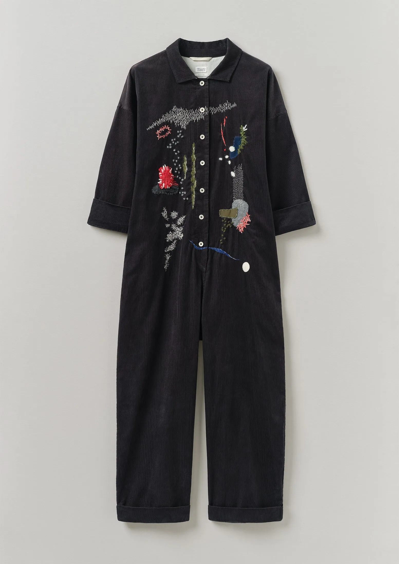 Renewed Wide Leg Organic Cord Jumpsuit by Meta Struycken Size M (61) | Charcoal sold by TOAST