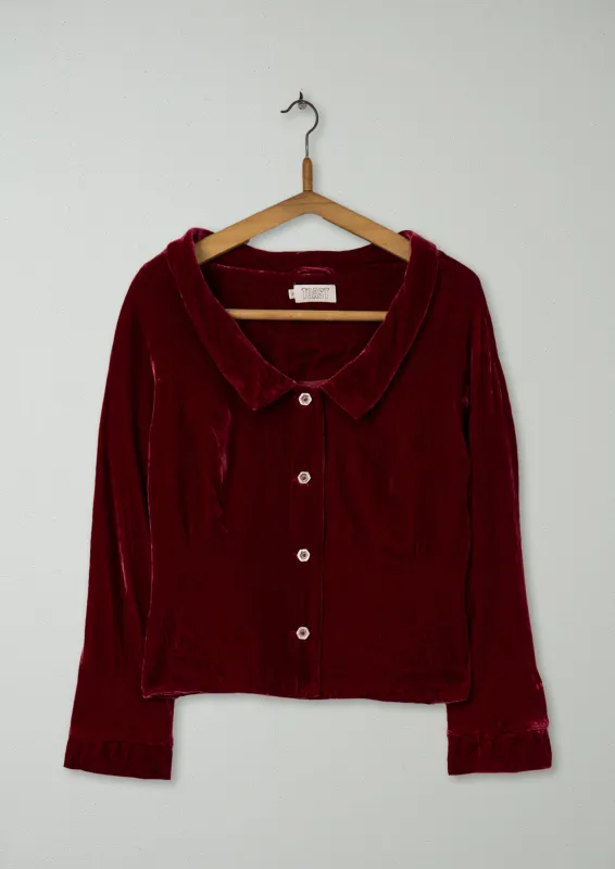 Reworn Silk Velvet Jacket Size 12 (175) | Dark Red sold by TOAST