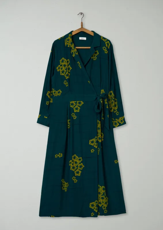 Reworn Floral Print Wrap Dress Size 18 (1410) | Pine Green sold by TOAST