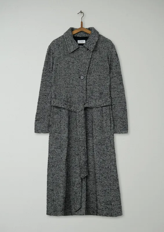 Reworn Wool Dogtooth Belted Coat Size 16 (115) | Multi sold by TOAST