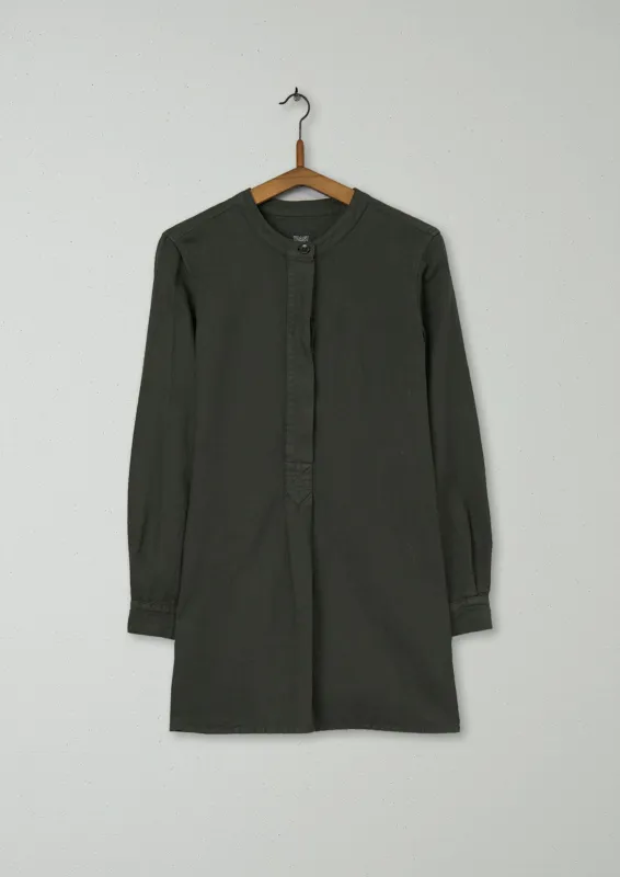 Reworn Cotton Linen Tunic Shirt Size 6 (797) | Dusted Khaki sold by TOAST