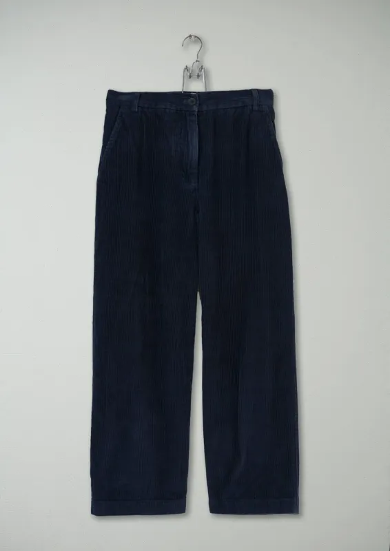 Reworn Cord Cropped Trousers Size 16 (955) | Navy sold by TOAST