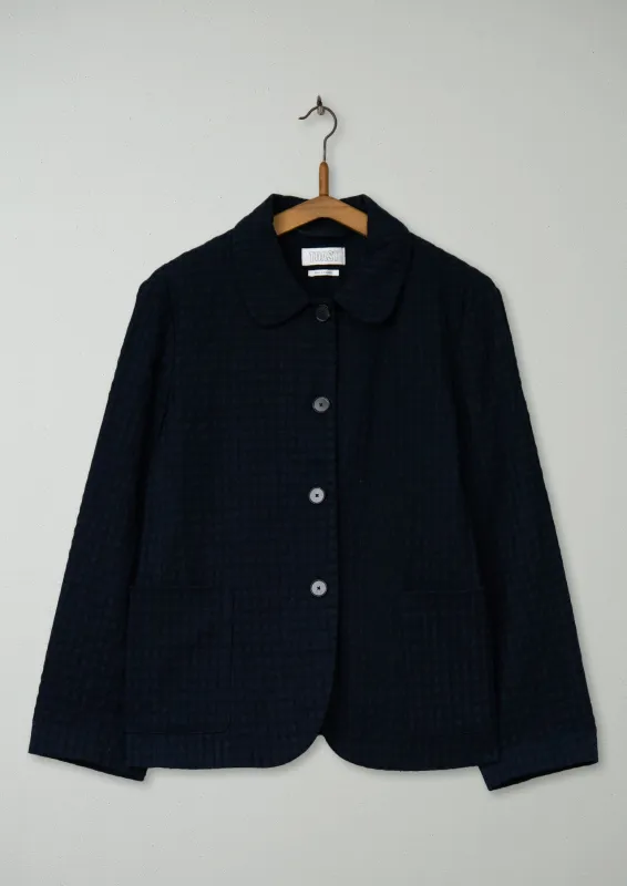 Reworn Cotton Wool Herringbone Jacket Size 10 (178) | Navy sold by TOAST