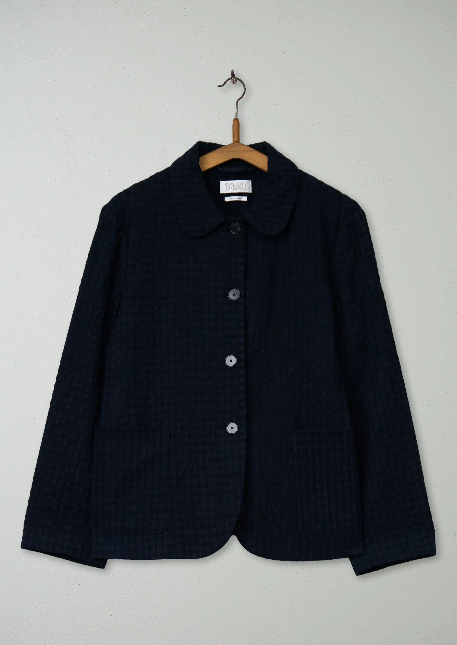 Reworn Cotton Wool Herringbone Jacket Size 10 (178) | Navy sold by TOAST