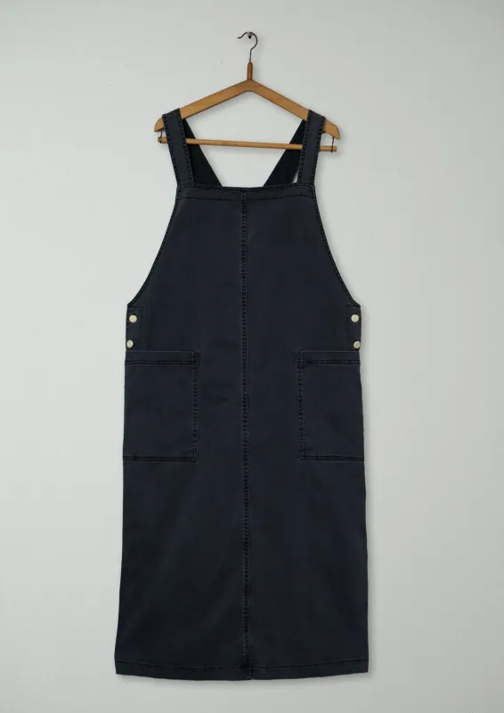 Reworn Cotton Twill Pinafore Dress Size 16 (1388) | Washed Black sold by TOAST