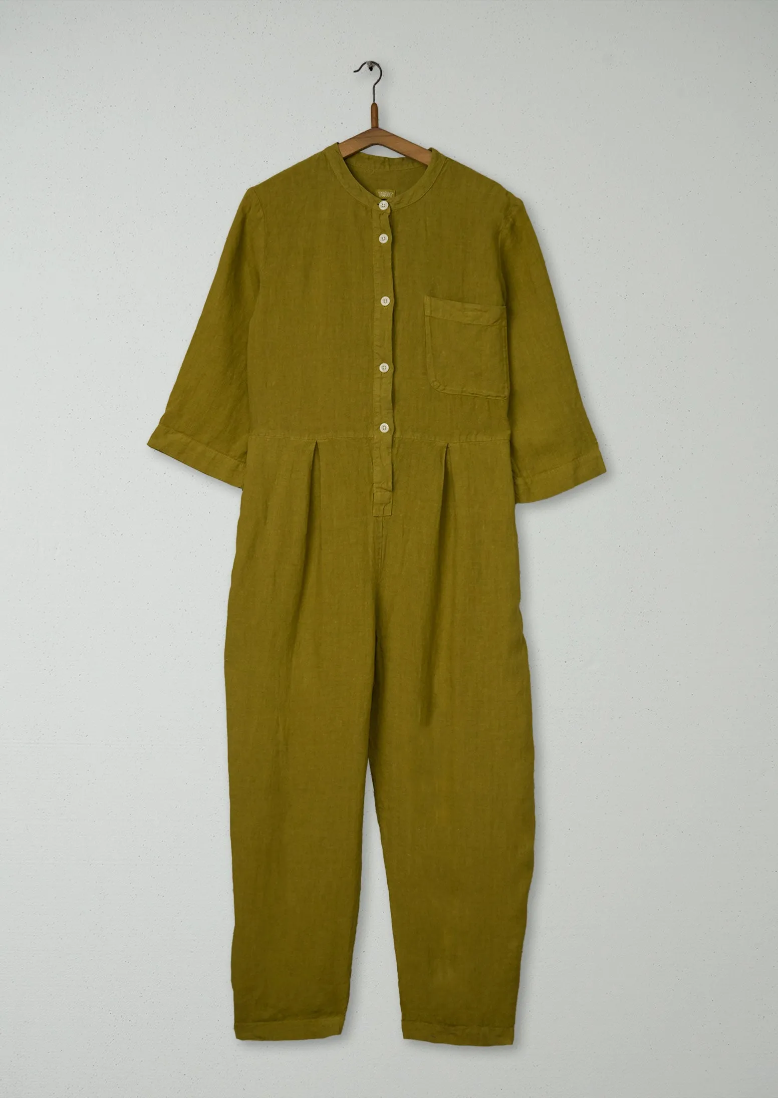 Reworn Linen Jumpsuit Size M (969) | Citrus Green sold by TOAST