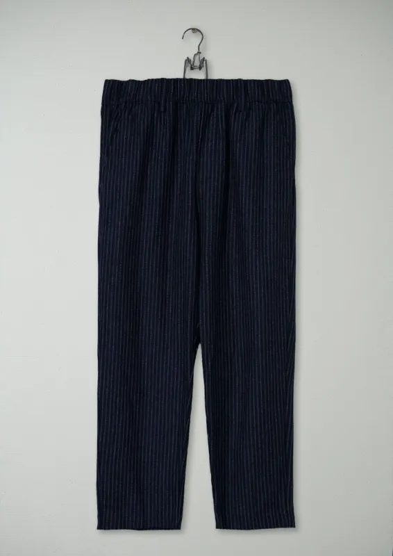 Reworn Pinstripe Wool Cashmere Trousers Size 14 (979) | Navy sold by TOAST